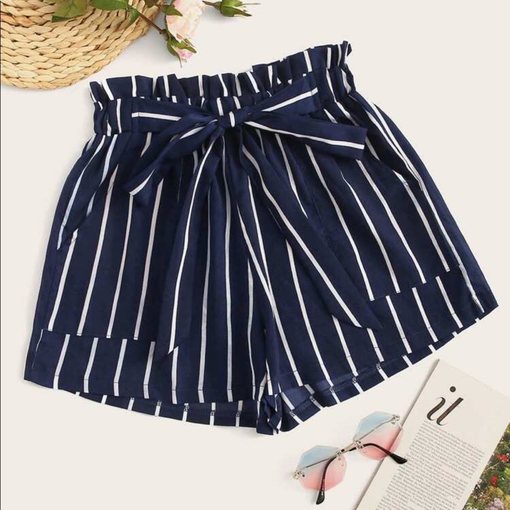 Striped Mini Paperbag Shorts